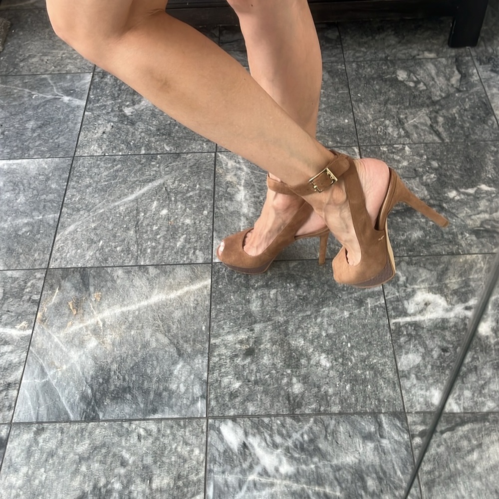 - Marc Fisher Light Brown Suede. Unique style 6.5. They’ve been in storage